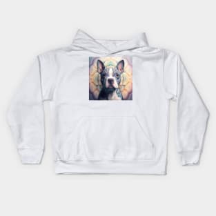 A Fractal Design of An American Boston Bull Terrier Kids Hoodie